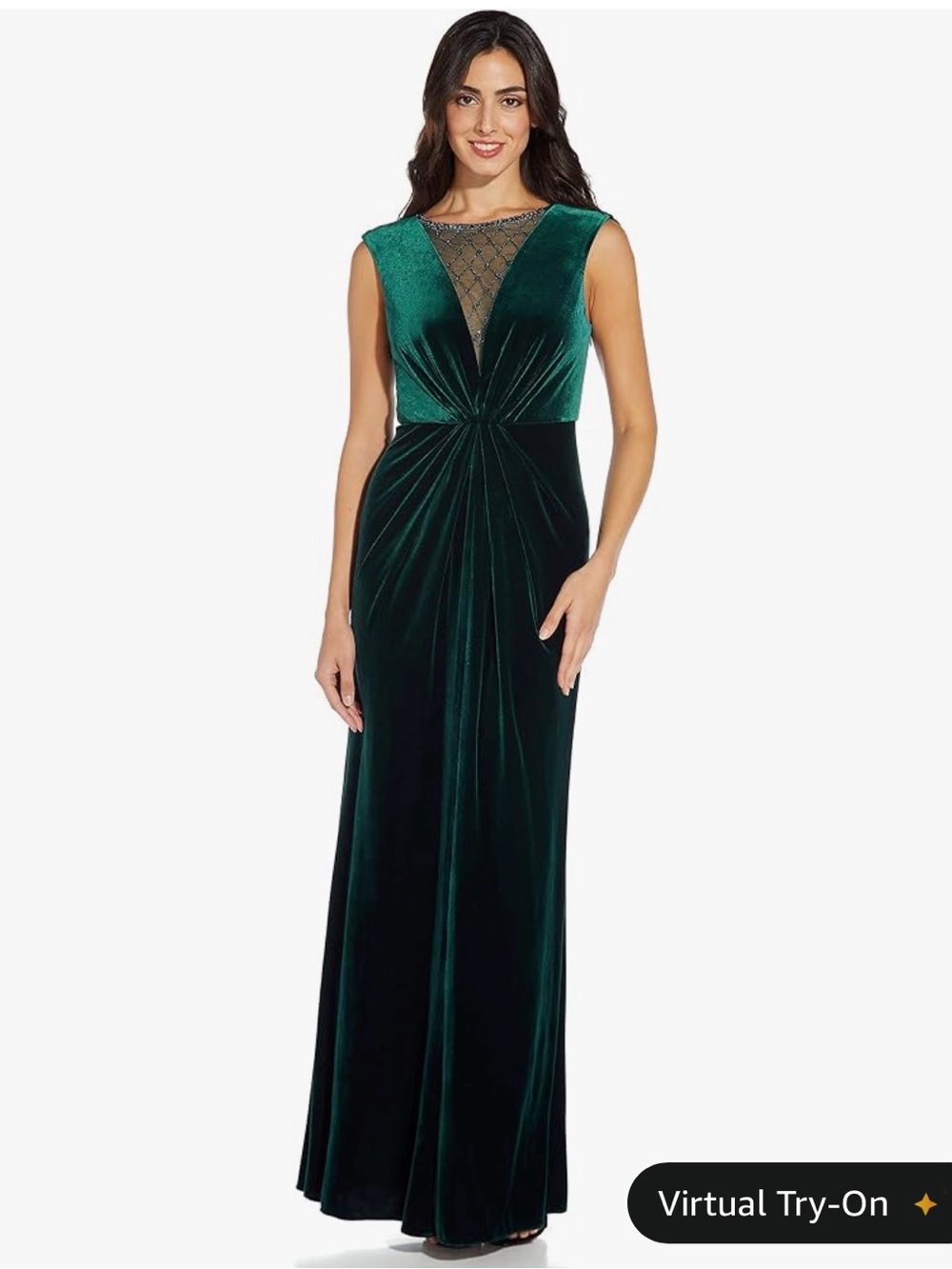 Size 0 NWT Adrianna Papell Hunter Green Velvet Gown